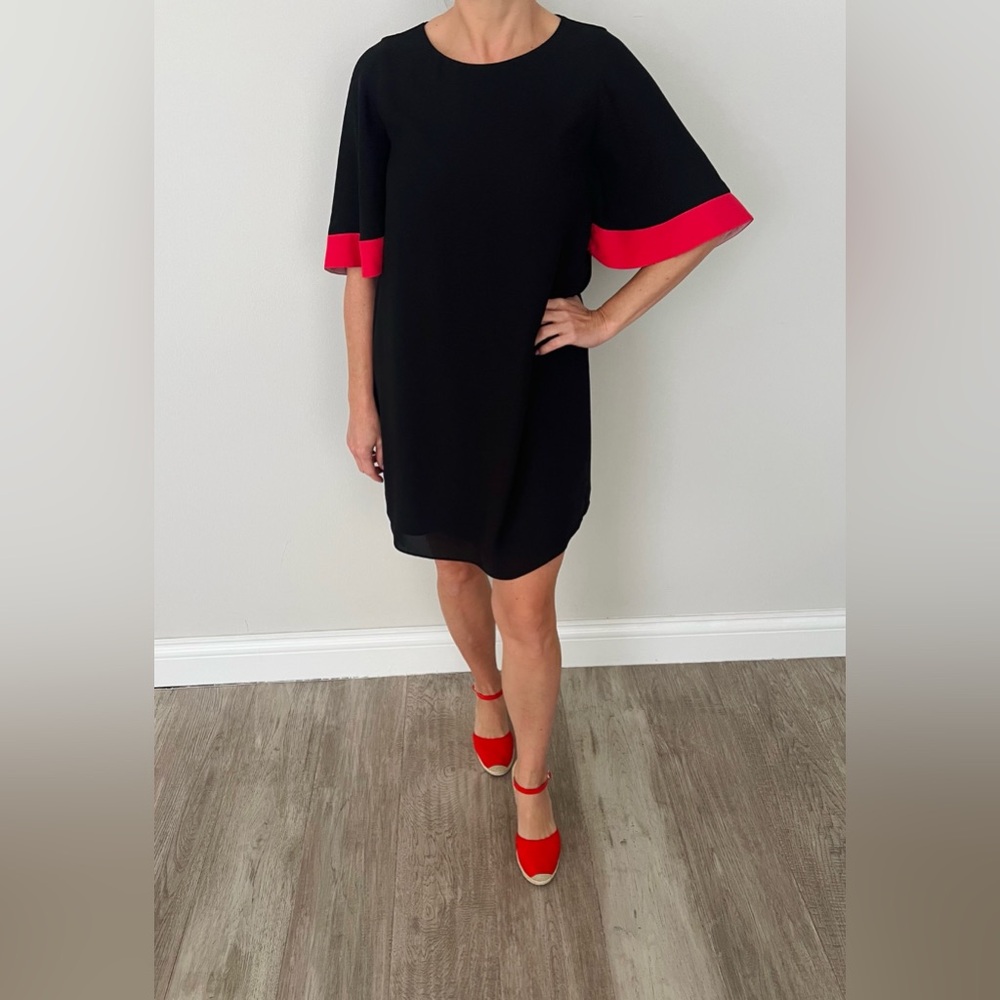 BCBG MAXAZRIA Philippa Black Dress with Red Trim US size 6